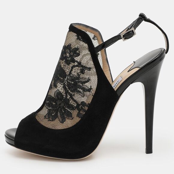 Jimmy Choo Black Lace And Suede Slingback Sandals Size 37.5,New Products : American Fashion Style Bags On Sale